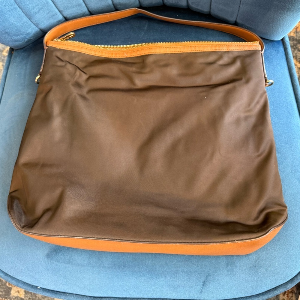 Michael Kors Brown Nylon & Leather Trim Shoulder Bag w/ Crossbody Strap - Picture 5 of 5